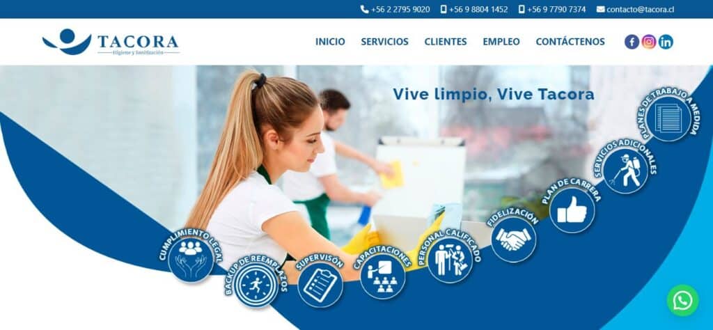 TACORA HIGIENE Y SANITIZACIÓN diseño web santiago