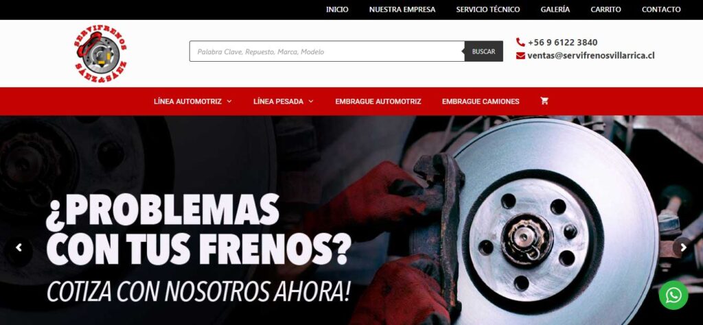 SERVIFRENOS VILLARRICA diseño pagina web
