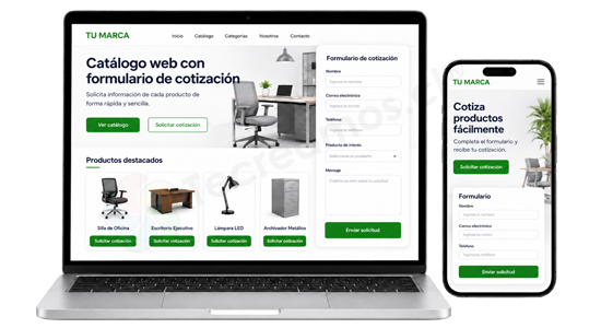 diseño de catalogo web para productos con formulario de cotizacion