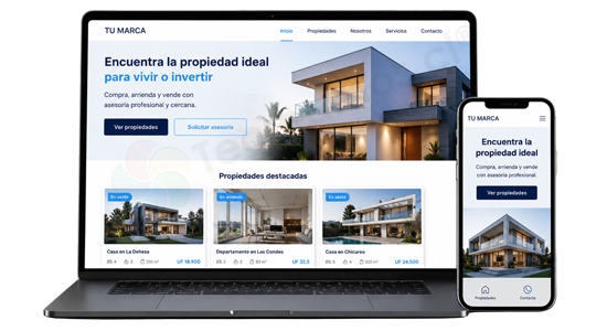 diseño de sitio web para corredor de propiedades. Sitios web corretaje de propiedades en chile.